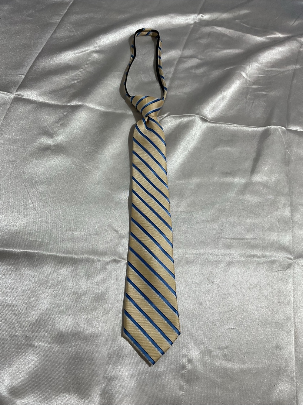 Classic Men's Beige and Blue Striped Tie